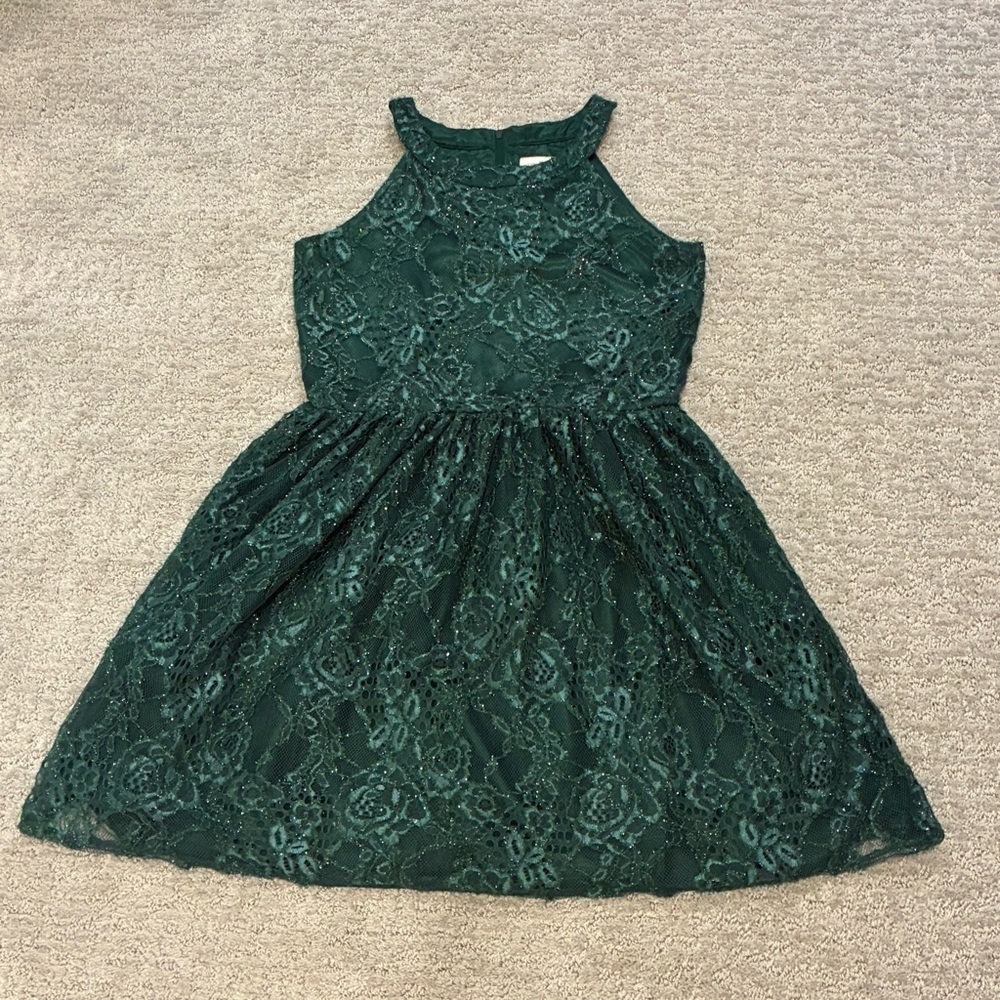 GUC The Children's Place Green Halter Pleated Dress
